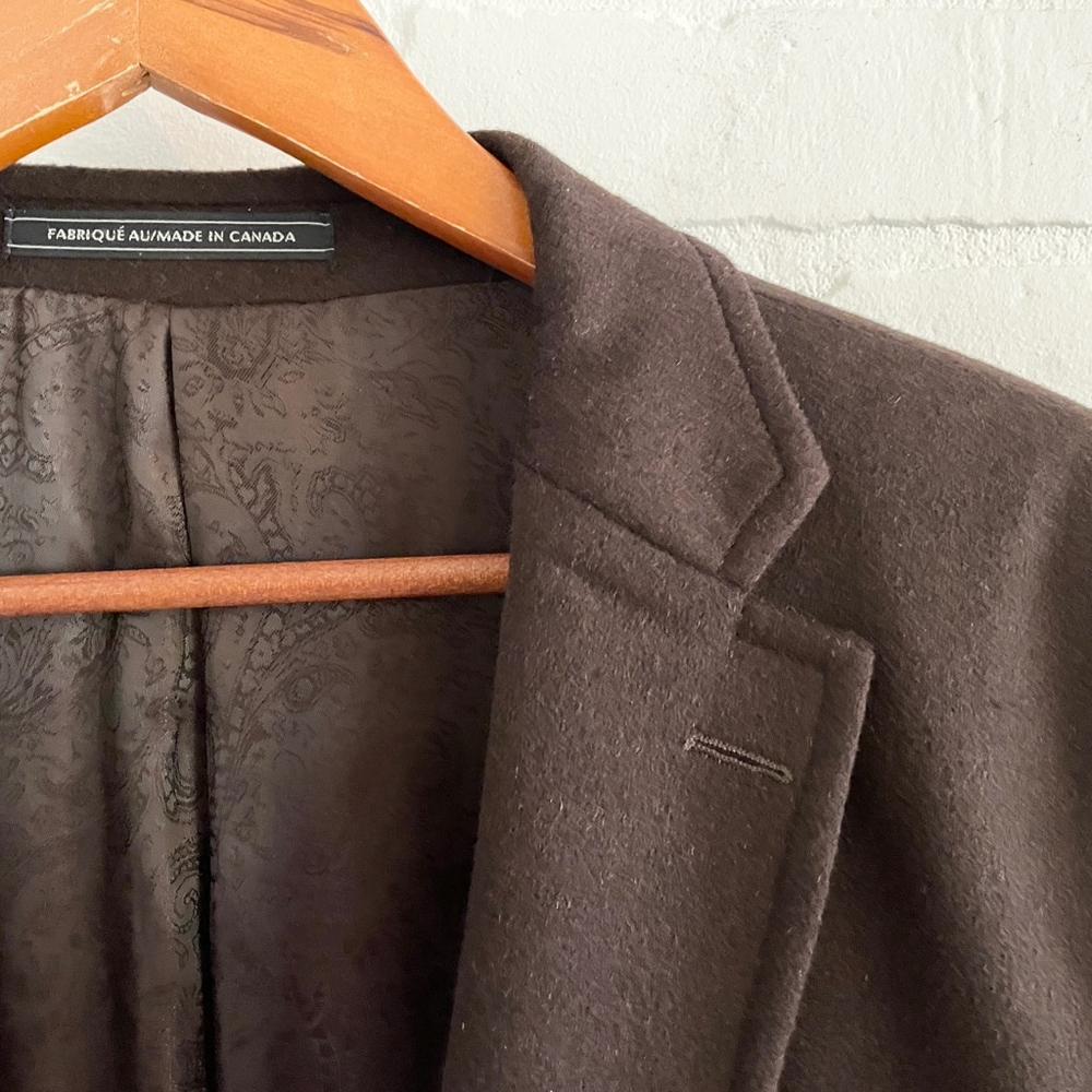 S.C. Soft Men’s Blazer Santo model Cashmere Wool Silk Brown Chocolate Size 46T - Picture 5 of 15